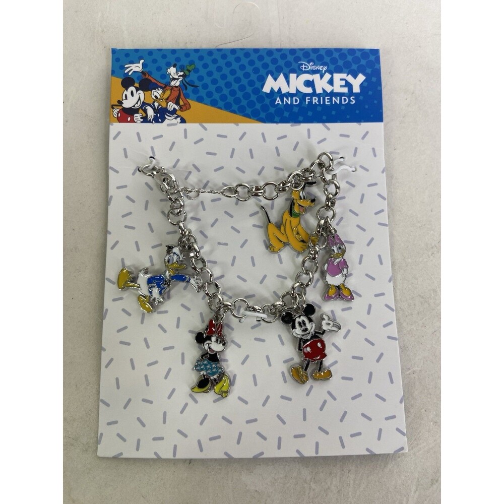 Disney Mickey Mouse and Friends Pluto Minnie Donald Daisy Dangle Charm Bracelet